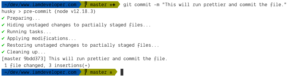 A Git pre-commit hook running lint-staged tasks